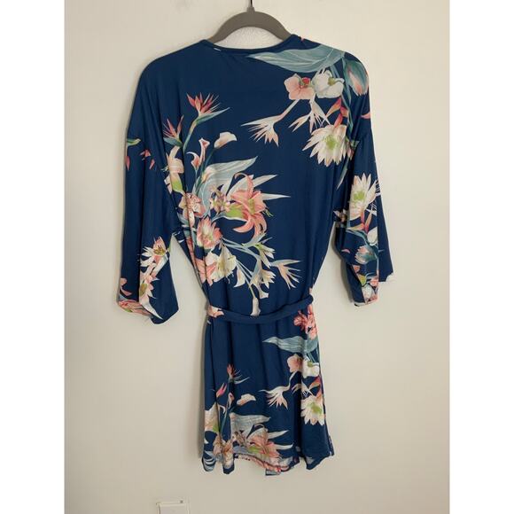 Floral by Flora Nikrooz‎ Women's Robe Phoebe Wrap Robe Floral Blue large - Picture 4 of 4